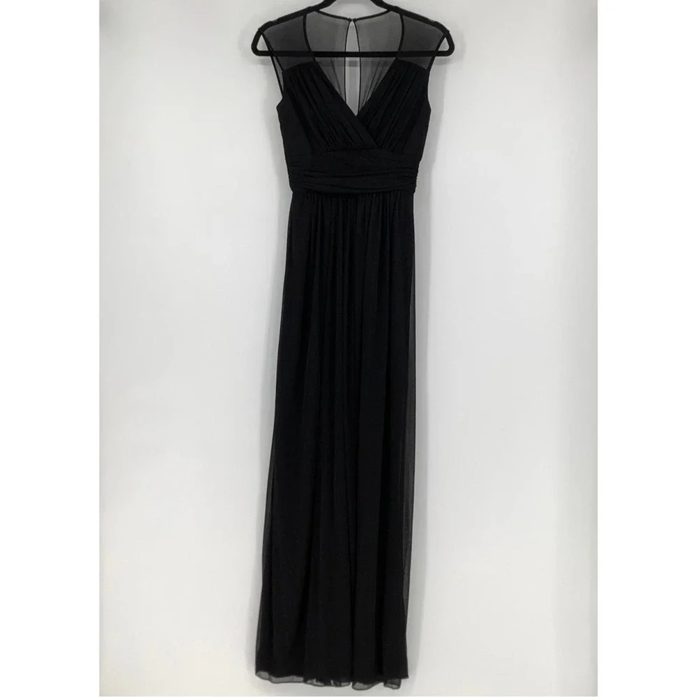 Alfred Sung Women's 2 Chiffon Knit Cap Sleeve V-Neck Maxi Dress $231 msrp J3-18 - Picture 2 of 10